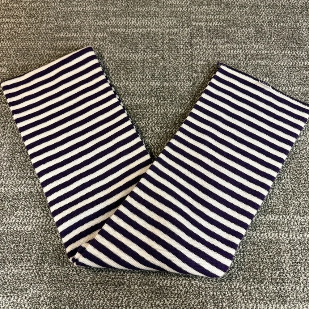 Broner Purple White Striped Knit Scarf Collegiate Style Winter Accessory